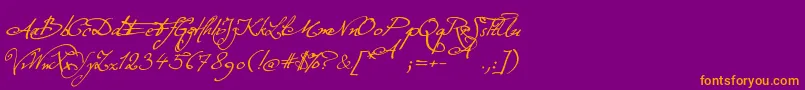 ExcellentiaInExcelsis Font – Orange Fonts on Purple Background