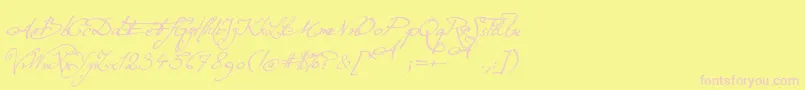 ExcellentiaInExcelsis-Schriftart – Rosa Schriften auf gelbem Hintergrund