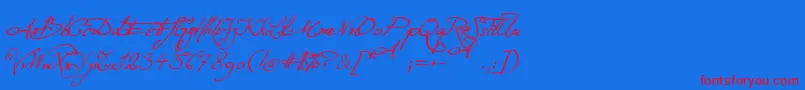 ExcellentiaInExcelsis-Schriftart – Rote Schriften auf blauem Hintergrund