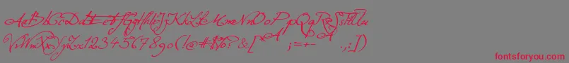 フォントExcellentiaInExcelsis – 赤い文字の灰色の背景