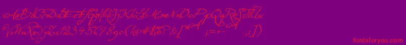 ExcellentiaInExcelsis Font – Red Fonts on Purple Background
