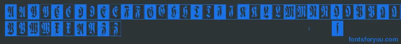 Flourishfraxcaps-Schriftart – Blaue Schriften auf schwarzem Hintergrund