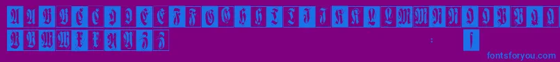 Flourishfraxcaps-Schriftart – Blaue Schriften auf violettem Hintergrund