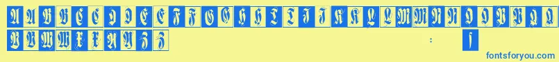 Шрифт Flourishfraxcaps – синие шрифты на жёлтом фоне