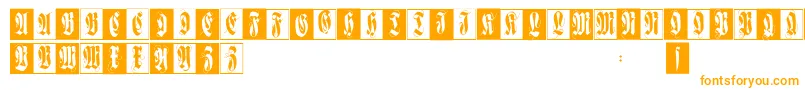 Flourishfraxcaps-Schriftart – Orangefarbene Schriften auf weißem Hintergrund
