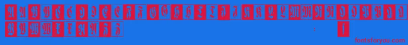Czcionka Flourishfraxcaps – czerwone czcionki na niebieskim tle