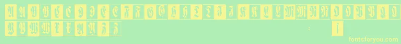 Flourishfraxcaps-fontti – keltaiset fontit vihreällä taustalla