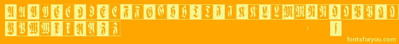Шрифт Flourishfraxcaps – жёлтые шрифты на оранжевом фоне