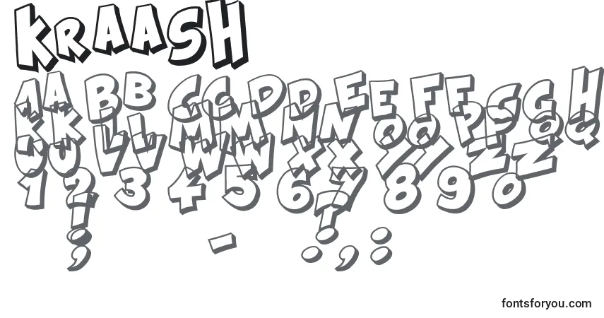 Шрифт Kraash – алфавит, цифры, специальные символы