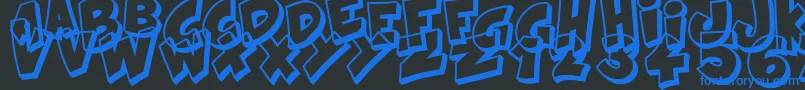 Kraash-Schriftart – Blaue Schriften auf schwarzem Hintergrund
