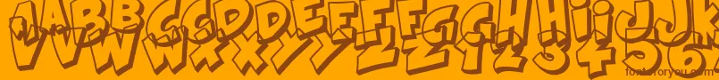 Kraash-Schriftart – Braune Schriften auf orangefarbenem Hintergrund