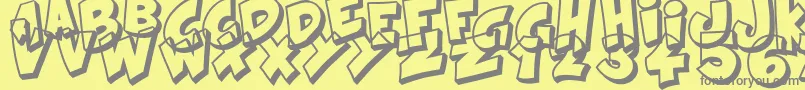 Kraash-Schriftart – Graue Schriften auf gelbem Hintergrund