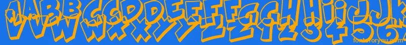 Kraash Font – Orange Fonts on Blue Background