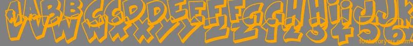 Kraash-Schriftart – Orangefarbene Schriften auf grauem Hintergrund