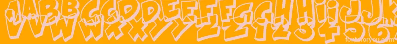 Kraash-Schriftart – Rosa Schriften auf orangefarbenem Hintergrund