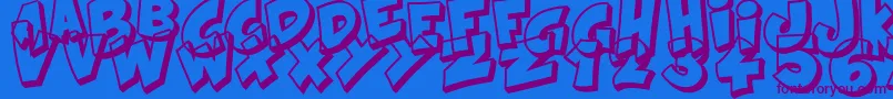 Kraash Font – Purple Fonts on Blue Background