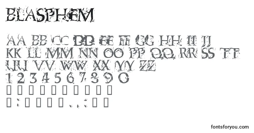 Шрифт Blasphem – алфавит, цифры, специальные символы