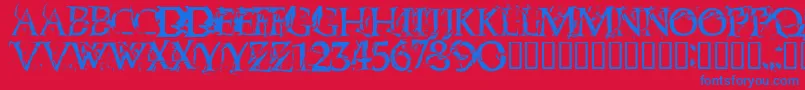 Blasphem Font – Blue Fonts on Red Background