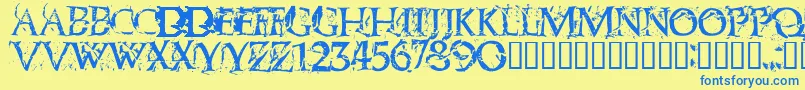Blasphem Font – Blue Fonts on Yellow Background