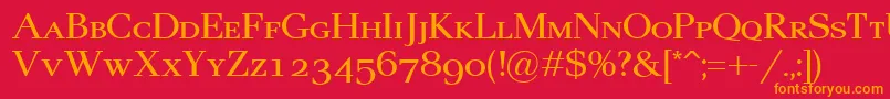 フォントPax2Sc – 赤い背景にオレンジの文字