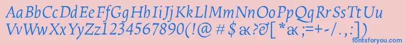 LeksaproLightItalic Font – Blue Fonts on Pink Background