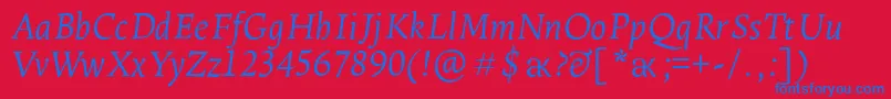 LeksaproLightItalic Font – Blue Fonts on Red Background