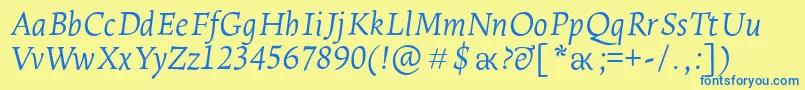 LeksaproLightItalic Font – Blue Fonts on Yellow Background