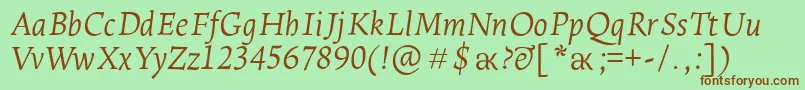 LeksaproLightItalic Font – Brown Fonts on Green Background