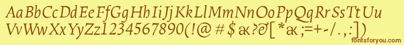 LeksaproLightItalic Font – Brown Fonts on Yellow Background
