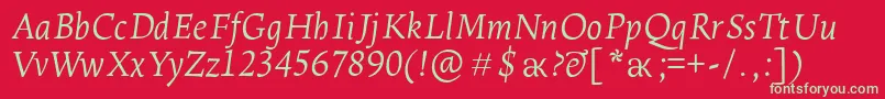 LeksaproLightItalic Font – Green Fonts on Red Background