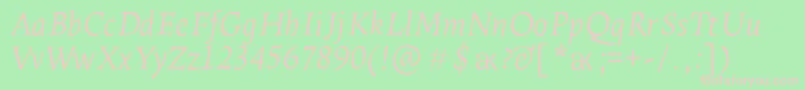 フォントLeksaproLightItalic – 緑の背景にピンクのフォント