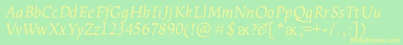 LeksaproLightItalic Font – Yellow Fonts on Green Background