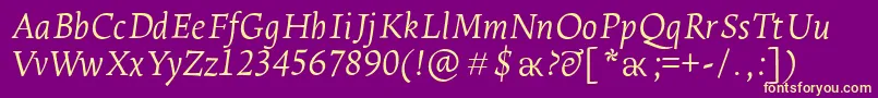 LeksaproLightItalic Font – Yellow Fonts on Purple Background