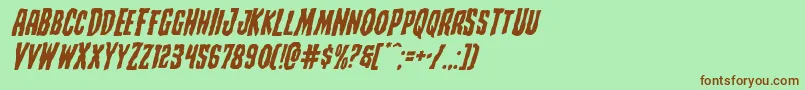 フォントCreepycrawlersexpandital – 緑の背景に茶色のフォント