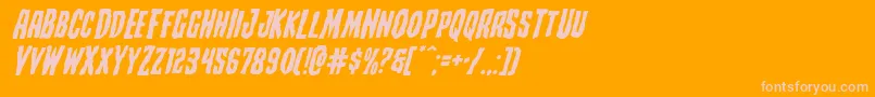 Creepycrawlersexpandital-Schriftart – Rosa Schriften auf orangefarbenem Hintergrund