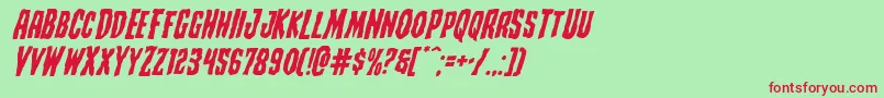 Creepycrawlersexpandital-Schriftart – Rote Schriften auf grünem Hintergrund