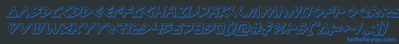 Terrafirma3Dital-Schriftart – Blaue Schriften auf schwarzem Hintergrund