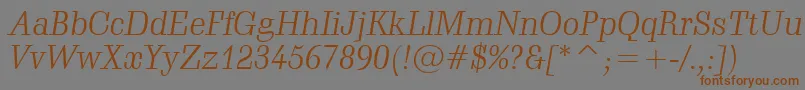 SchadowLightCursiveBt-Schriftart – Braune Schriften auf grauem Hintergrund