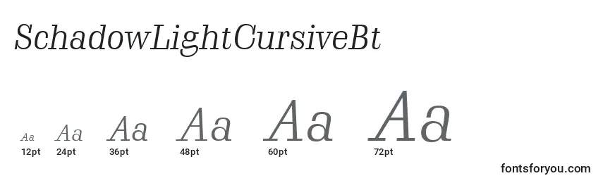 SchadowLightCursiveBt Font Sizes