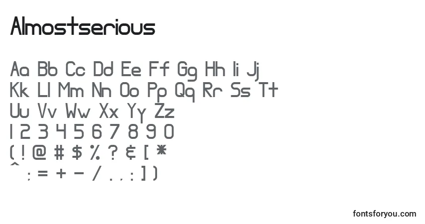 Шрифт Almostserious – алфавит, цифры, специальные символы