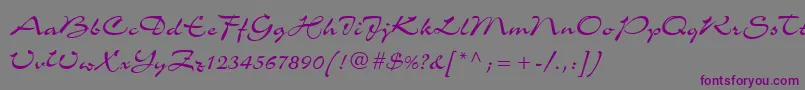 Weitere Informationen zur AirfoilScriptSsi-Schriftart AirfoilScriptSsi-Schriftart – Violette Schriften auf grauem Hintergrund