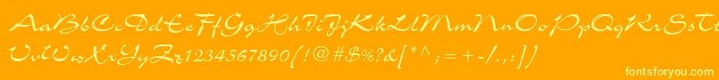 AirfoilScriptSsi-Schriftart – Gelbe Schriften auf orangefarbenem Hintergrund