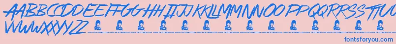 AlleyCat Font – Blue Fonts on Pink Background