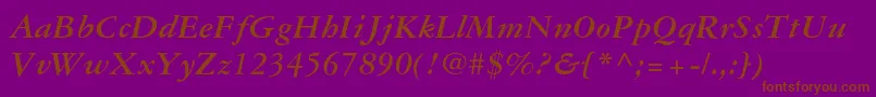 Garamond3ltstdBolditalic-Schriftart – Braune Schriften auf violettem Hintergrund