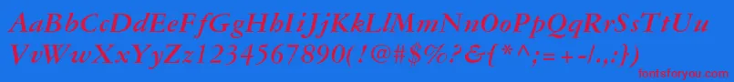 Garamond3ltstdBolditalic Font – Red Fonts on Blue Background