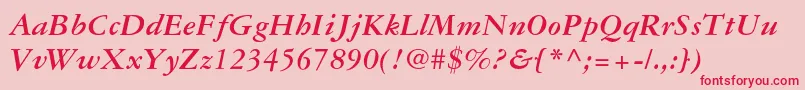 フォントGaramond3ltstdBolditalic – ピンクの背景に赤い文字
