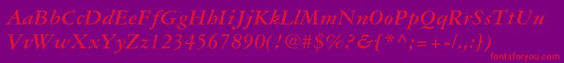 Garamond3ltstdBolditalic-Schriftart – Rote Schriften auf violettem Hintergrund