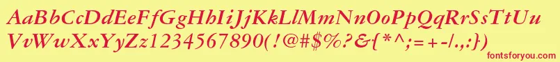 Garamond3ltstdBolditalic Font – Red Fonts on Yellow Background