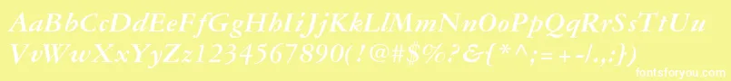Garamond3ltstdBolditalic-fontti – valkoiset fontit keltaisella taustalla