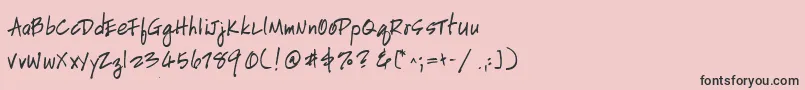 フォントHandscriptleftyBold – ピンクの背景に黒い文字
